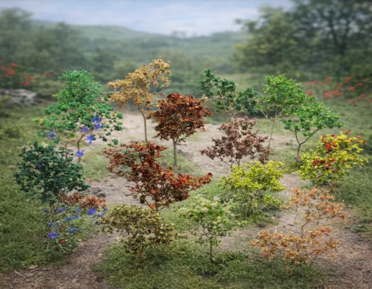 Pianta in miniatura realistica per diorama realizzata a mano con materiali naturali essiccati