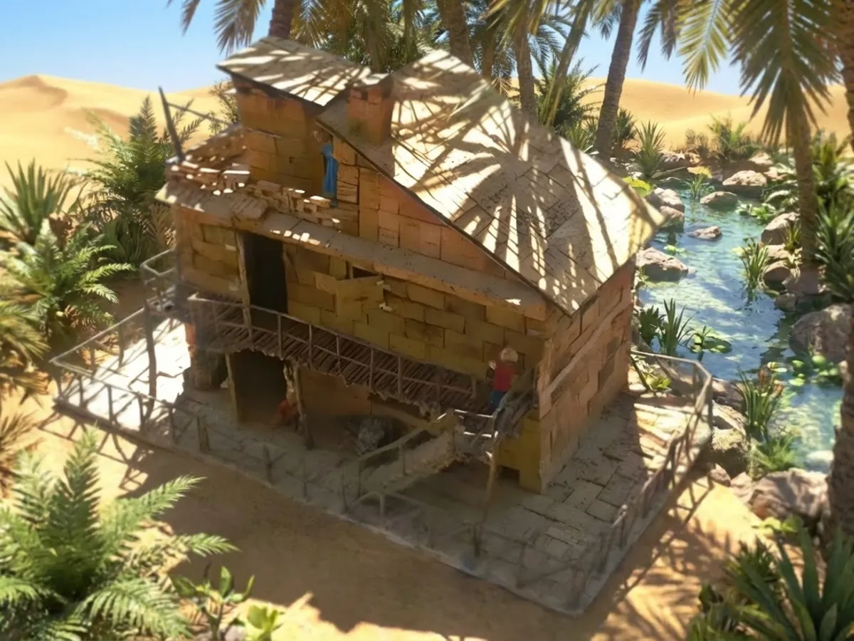 Casa artigianale per presepe in sughero e legno, miniatura fatta a mano per diorama natalizio