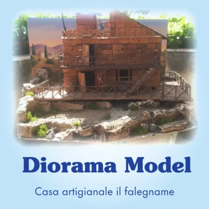 Casa artigianale per presepe in sughero e legno, miniatura fatta a mano per diorama natalizio