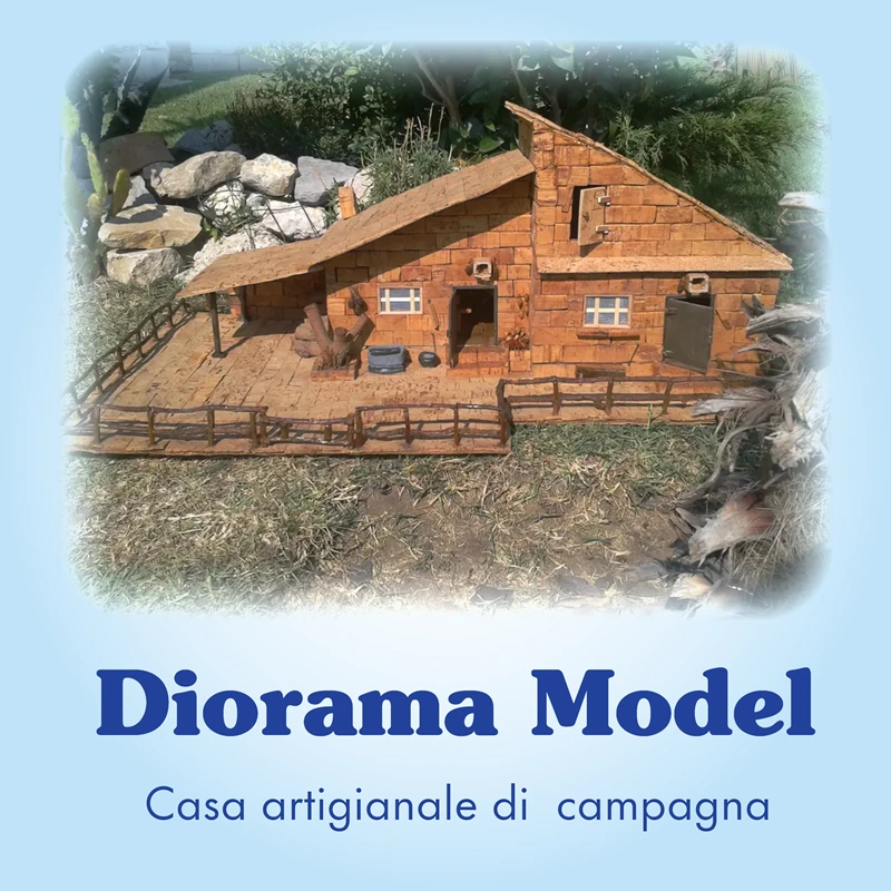 Casa artigianale per presepe in sughero e legno, miniatura fatta a mano per diorama natalizio