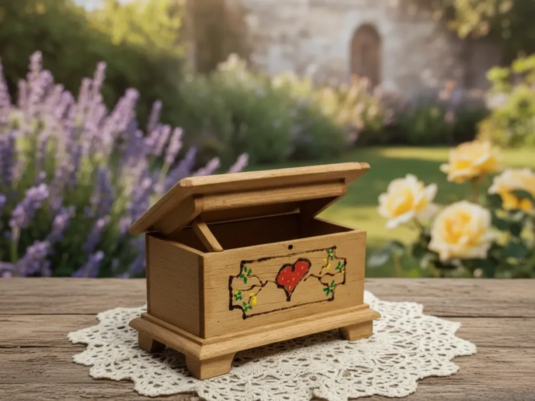 Mobiletto antico in miniatura intagliato a mano per arredamento casa delle bambole