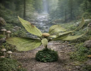 Pianta in miniatura realistica per diorama realizzata a mano con materiali naturali essiccati