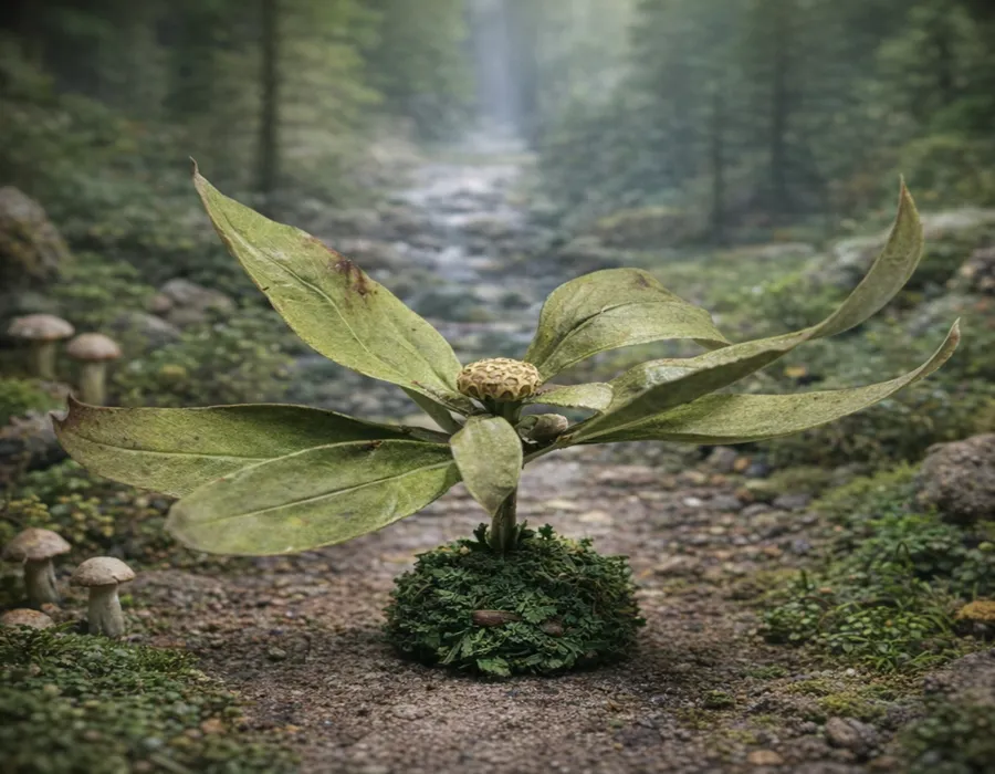 Pianta in miniatura realistica per diorama realizzata a mano con materiali naturali essiccati