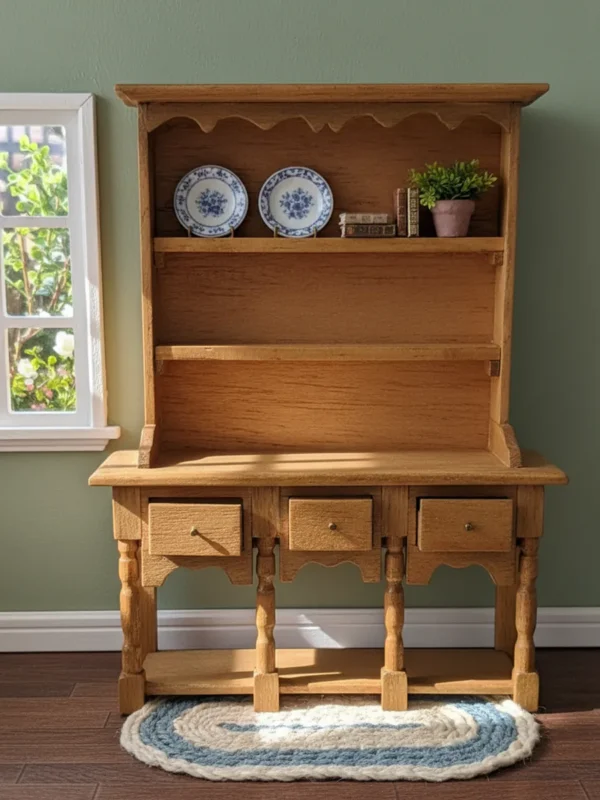 Mobiletto antico in miniatura intagliato a mano per arredamento casa delle bambole