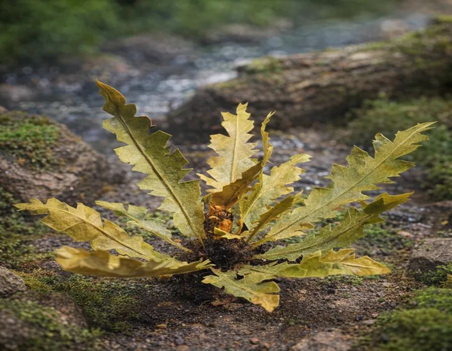 Pianta in miniatura realistica per diorama realizzata a mano con materiali naturali essiccati