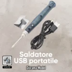 Saldatore USB portatile Diorama Model con scocca semitrasparente, cavo di ricarica e supporto