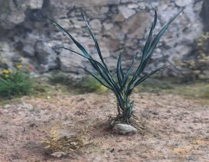 Pianta in miniatura realistica per diorama realizzata a mano con materiali naturali essiccati