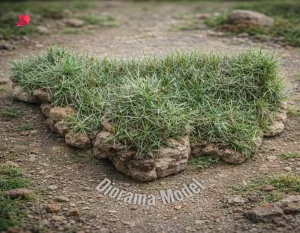 Prato in miniatura realistica per diorama realizzata a mano con materiali naturali essiccati