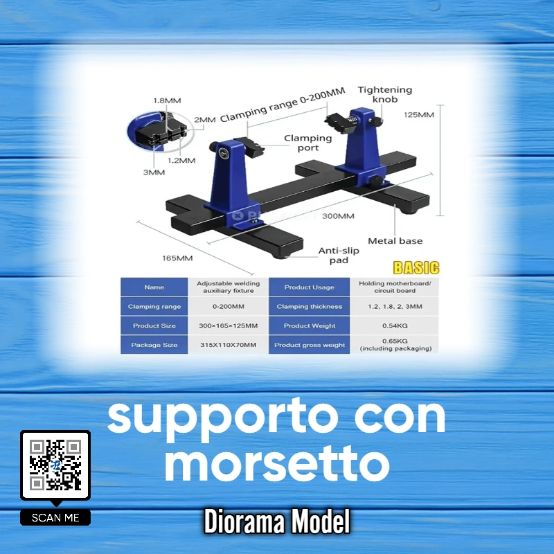 Supporto per saldatura regolabile 0-200mm per circuiti stampati e schede madri Diorama Model