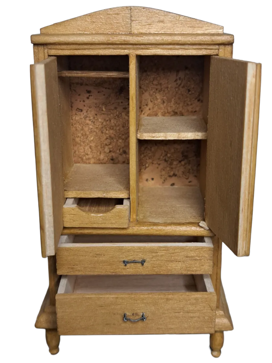 Mobiletto antico in miniatura intagliato a mano per arredamento casa delle bambole