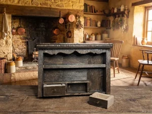 Mobiletto antico in miniatura intagliato a mano per arredamento casa delle bambole